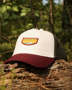 Mountain Range Trucker Cap - Dark Cherry/Pine