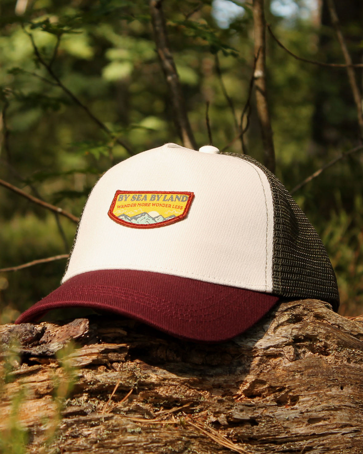 Mountain Range Trucker Cap - Dark Cherry/Pine