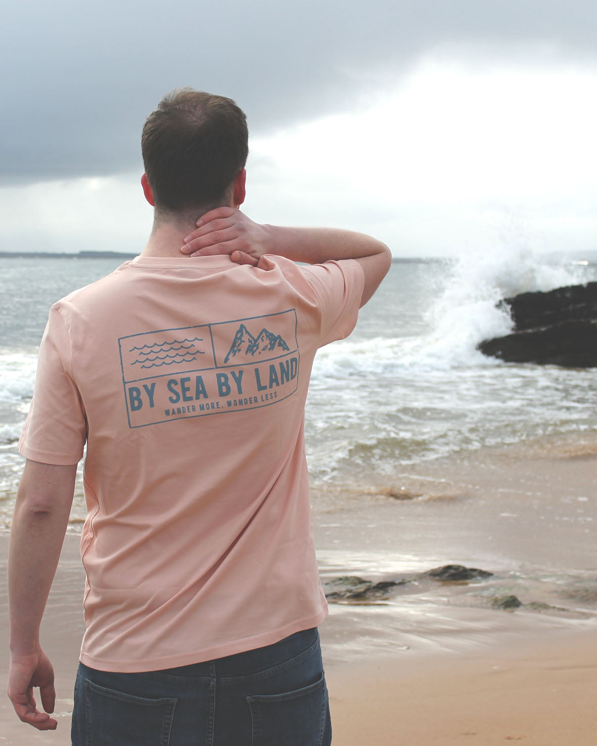 Classic Grid Logo - Peach T-shirt