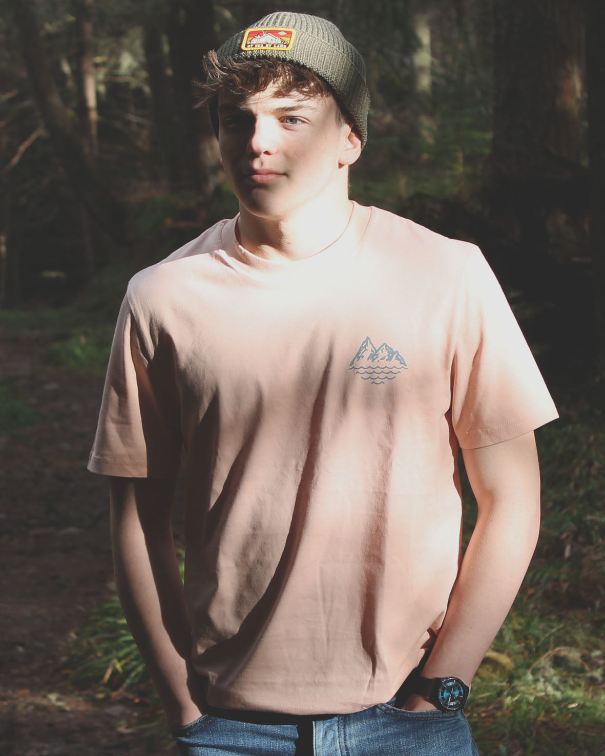 Classic Grid Logo - Peach T-shirt