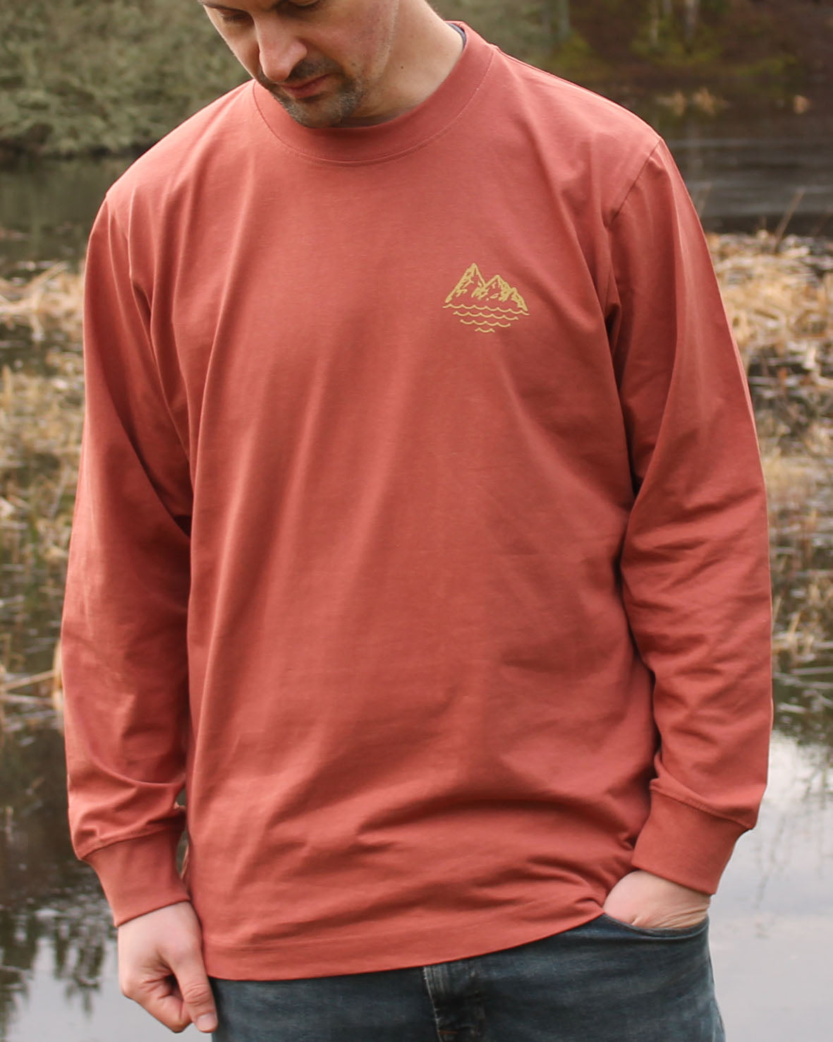 Classic Grid Logo Long Sleeve T-Shirt - Clay