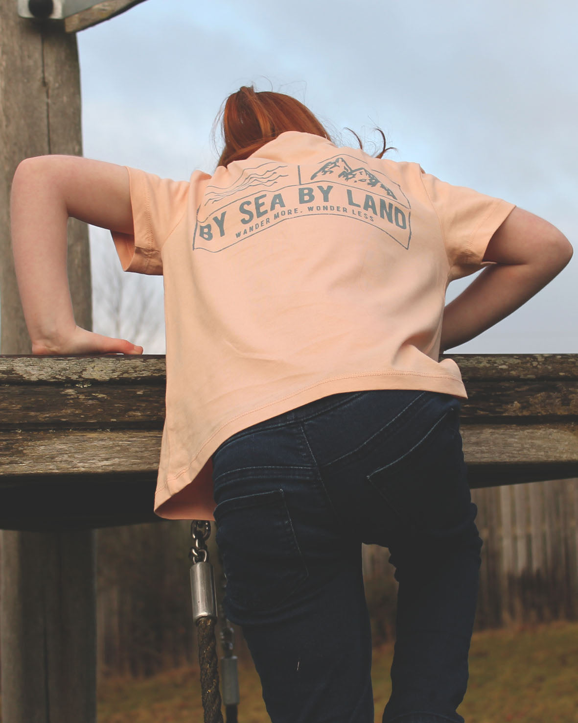 Kids Classic Grid Logo - Peach T-shirt