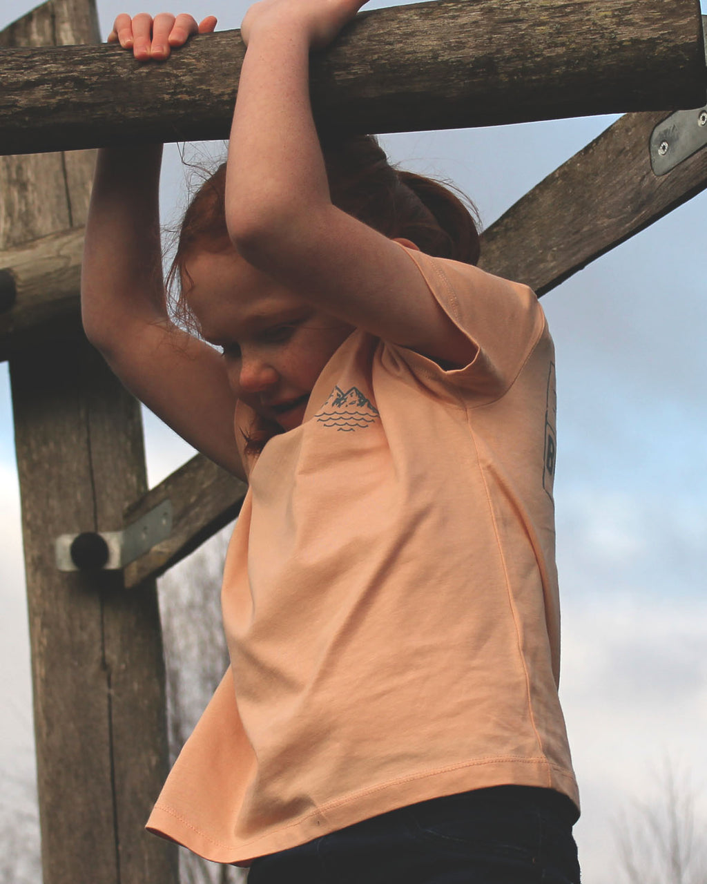 Kids Classic Grid Logo - Peach T-shirt